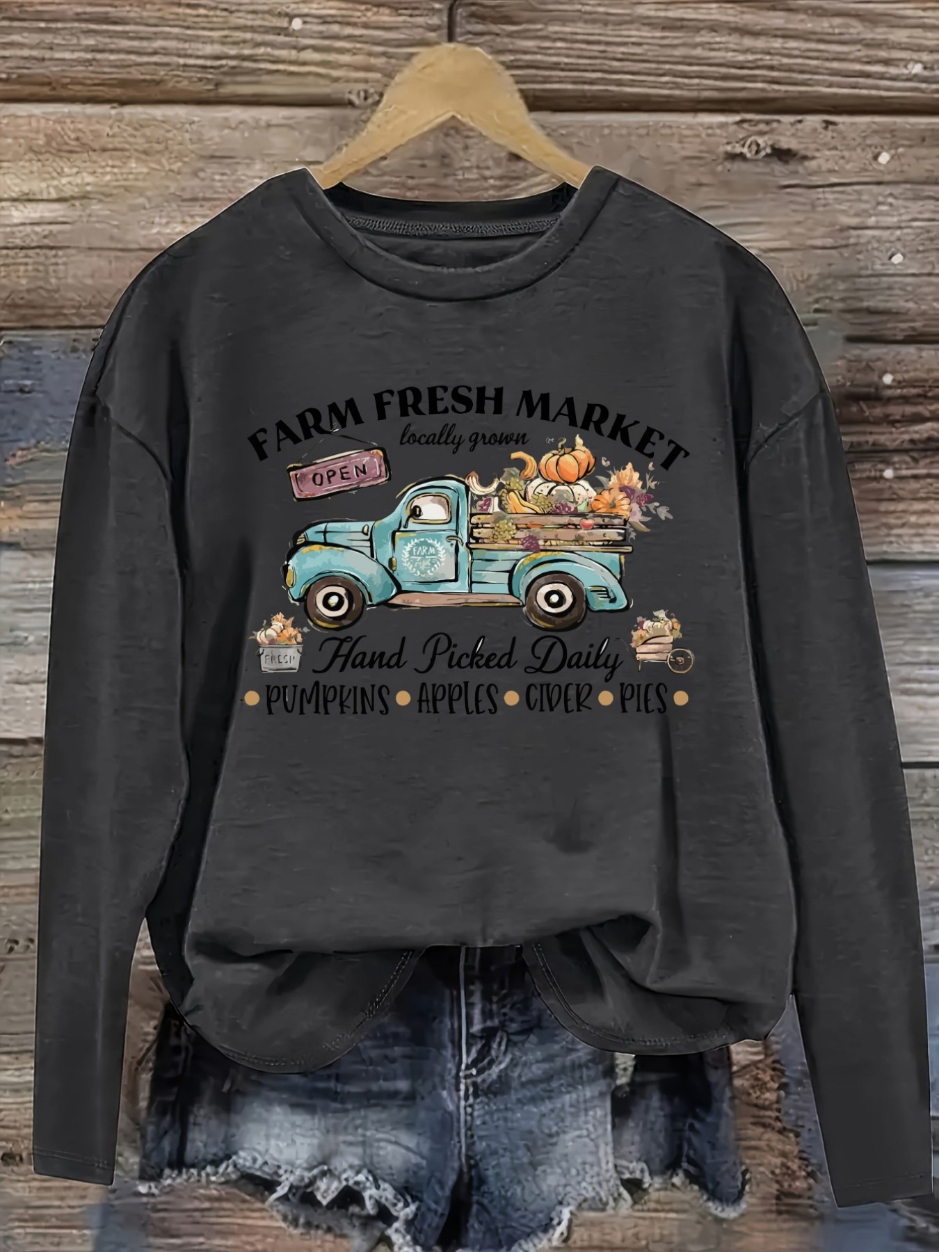Women's Casual Long Sleeve Cre - Farming A recension och pris